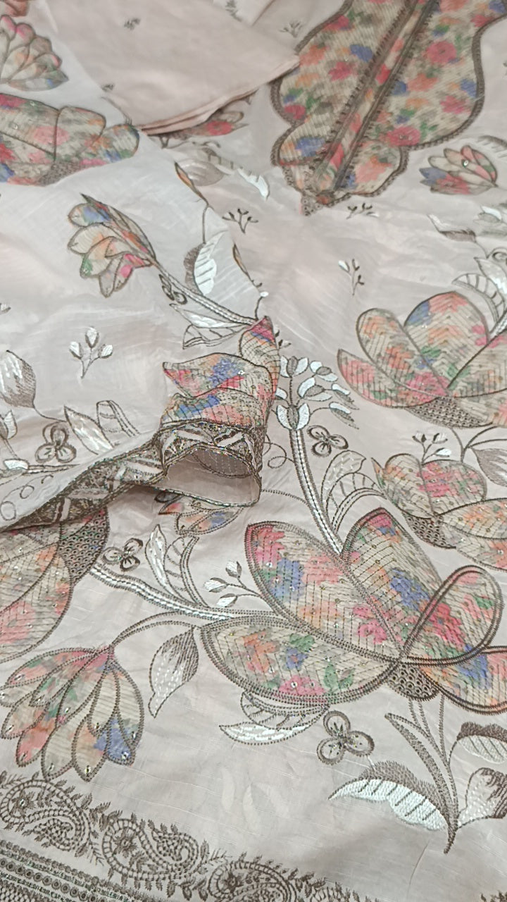 3pc ethnic style applique skin lawn