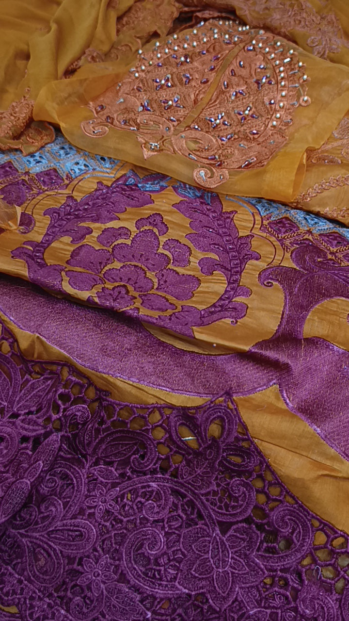 3pc thappa orange lawn