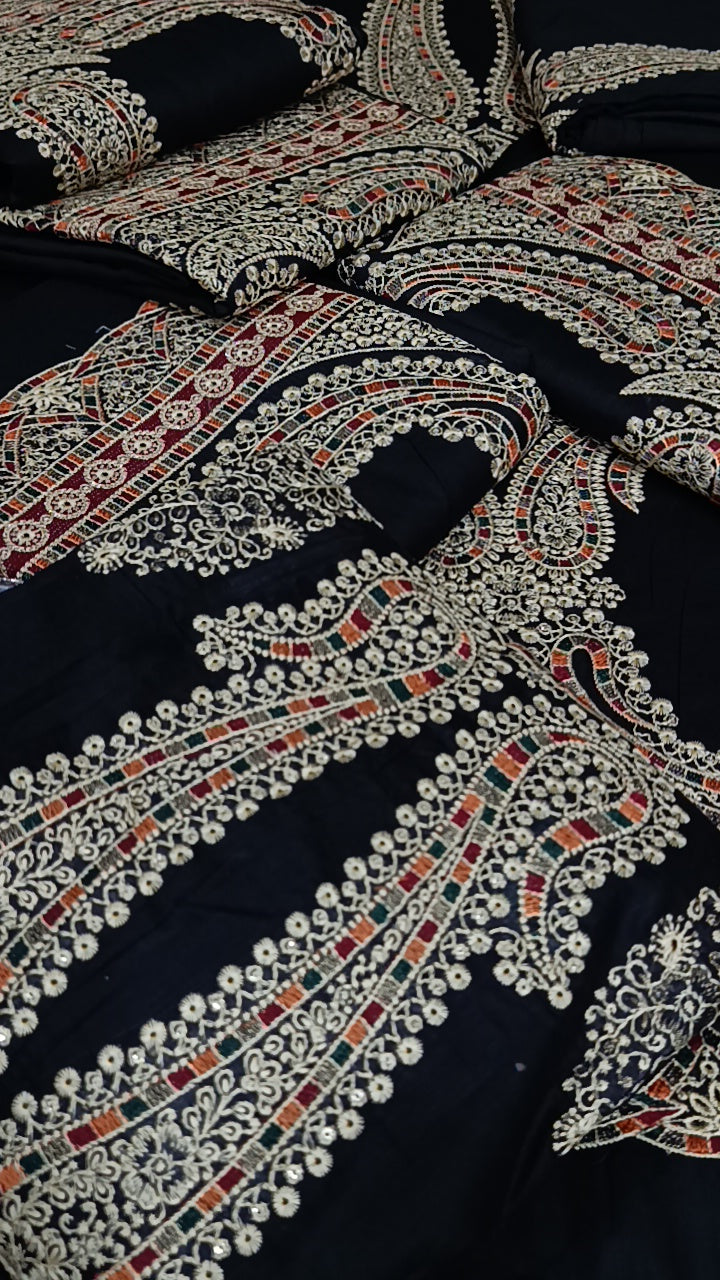 3pc shahkot black cotton