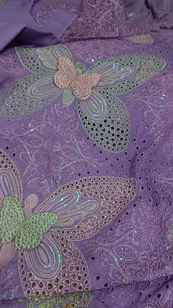3pc Shahi Butterfly lilac lawn