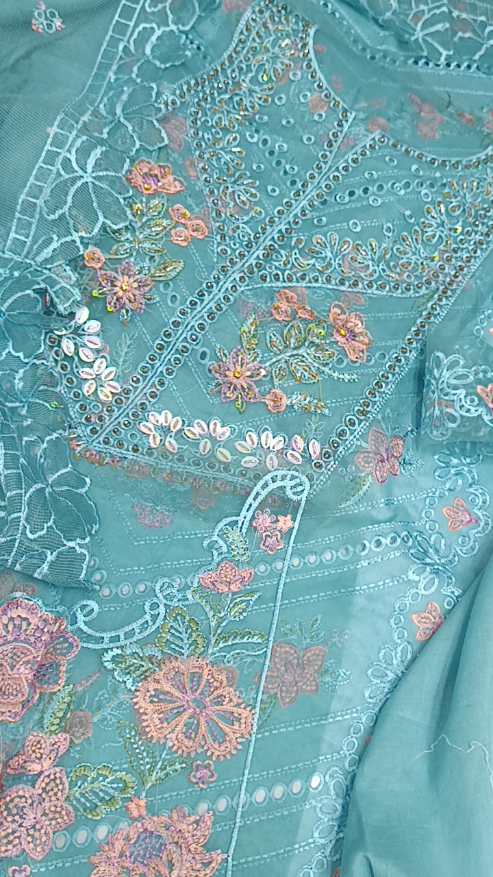 3pç emaan handmade aqua lawn