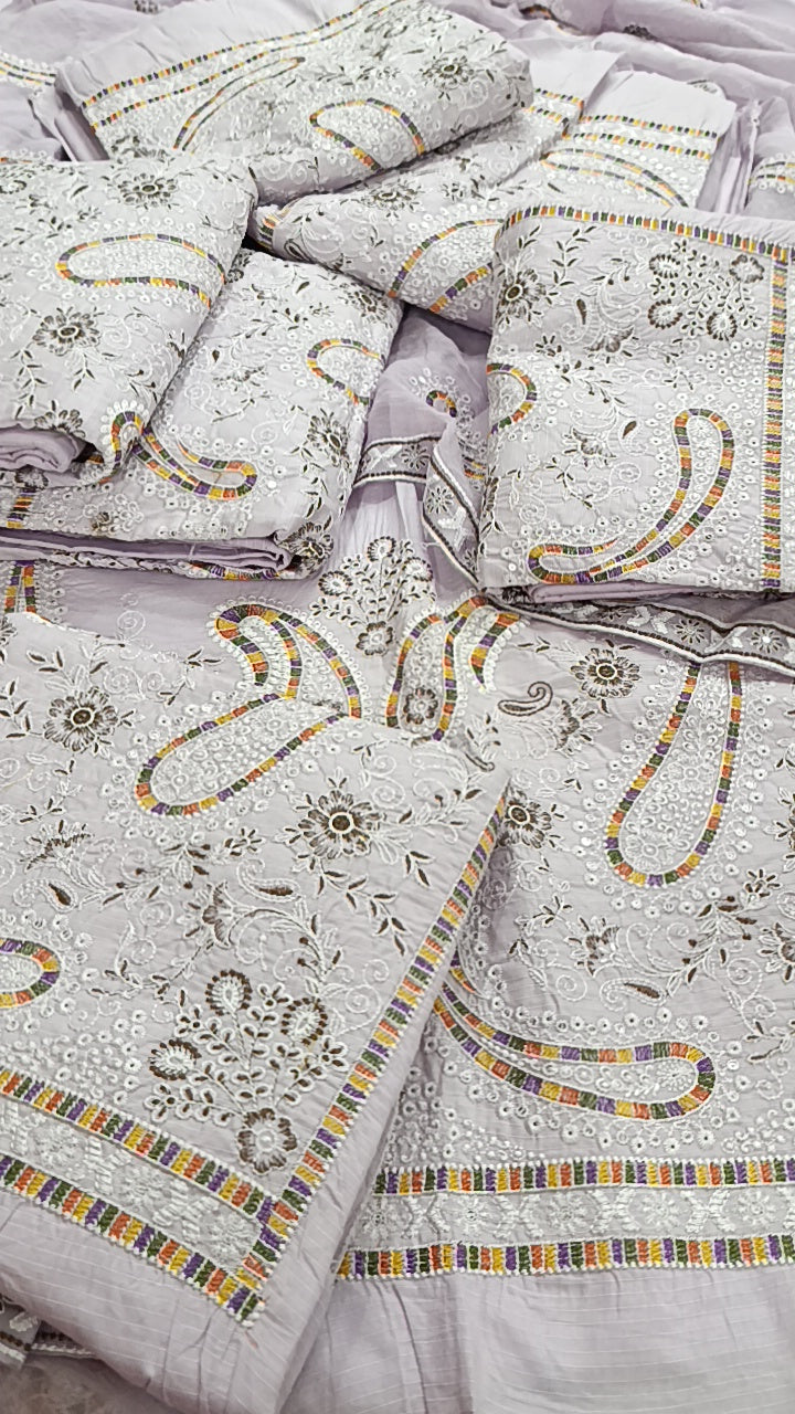 3pc hazib lavender lawn