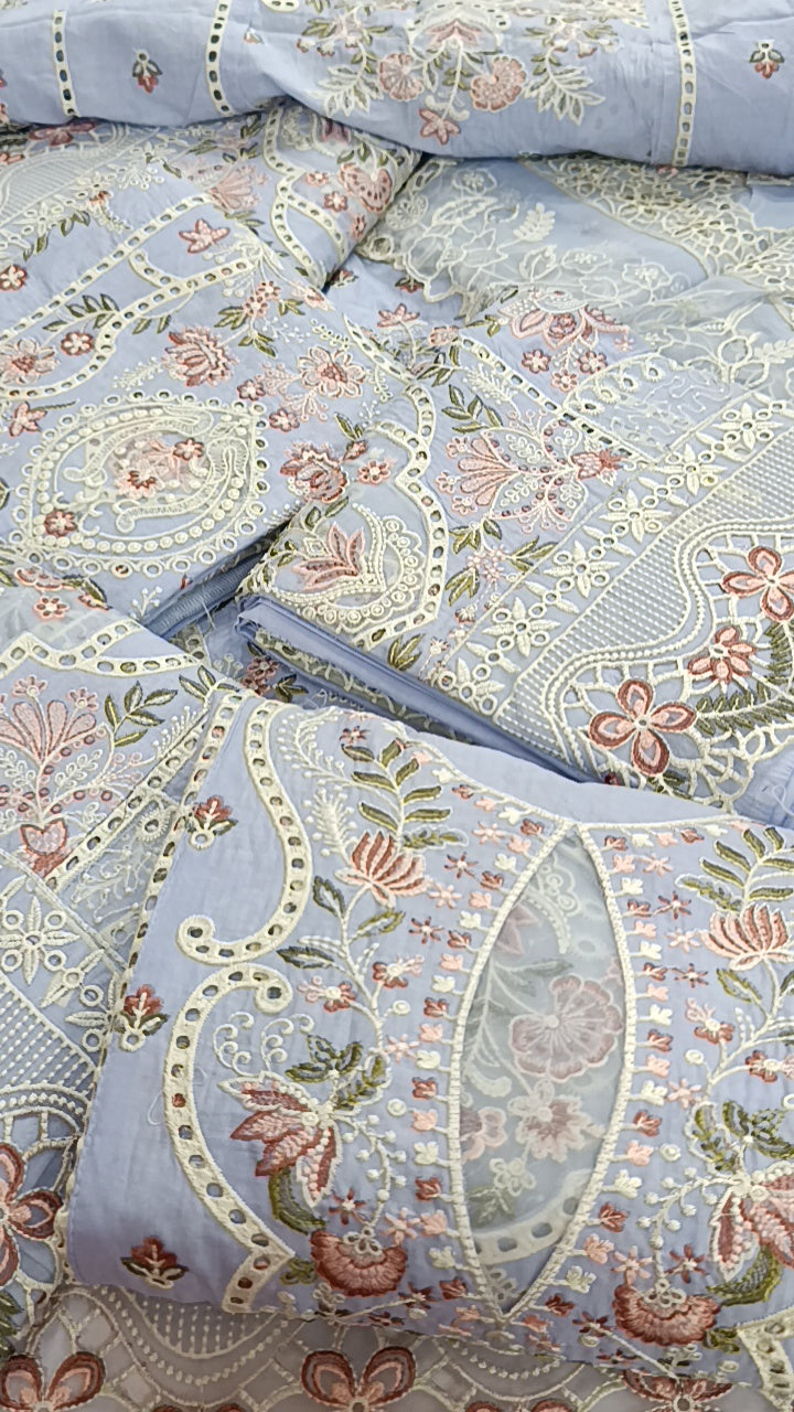 3pc Tanishq sky blue lawn