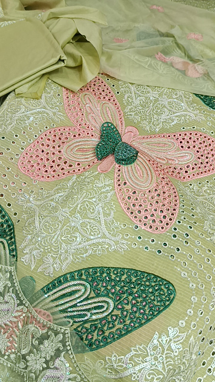 3pc Shahi Butterfly pista lawn