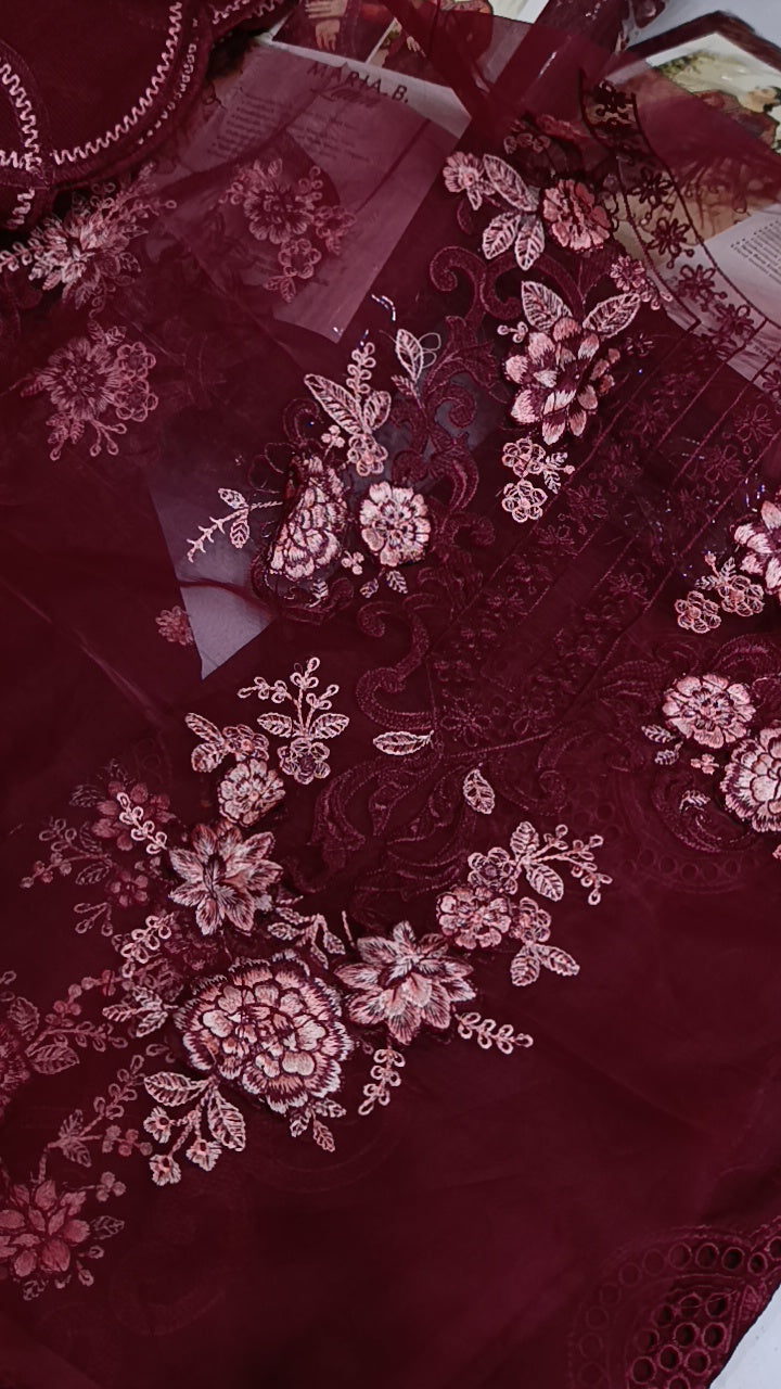3pc Angaam maroon lawn