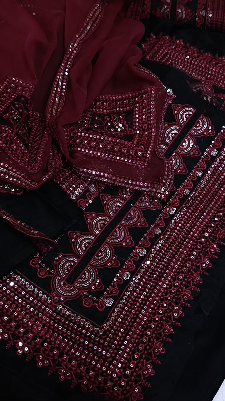 3pc rubab black lawn