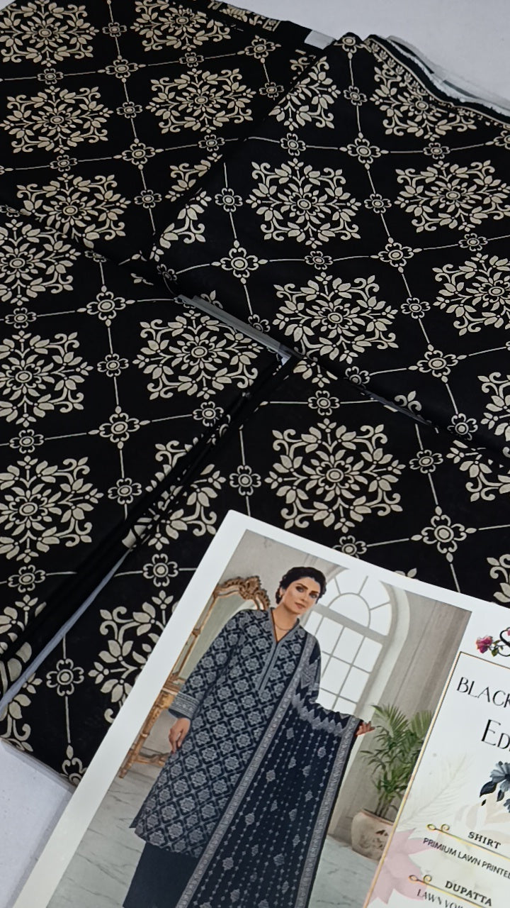 3pc black Sufi lawn