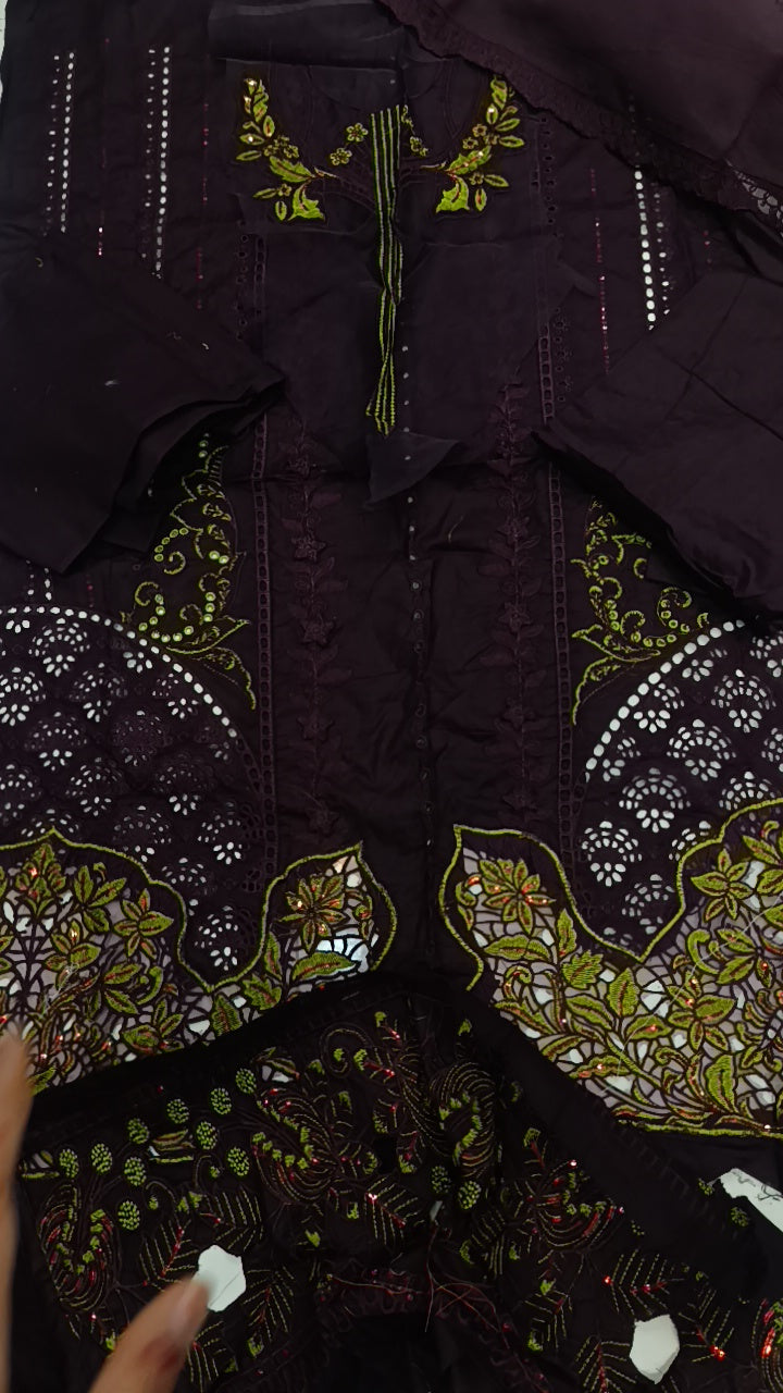 3pc mehraban purple lawn