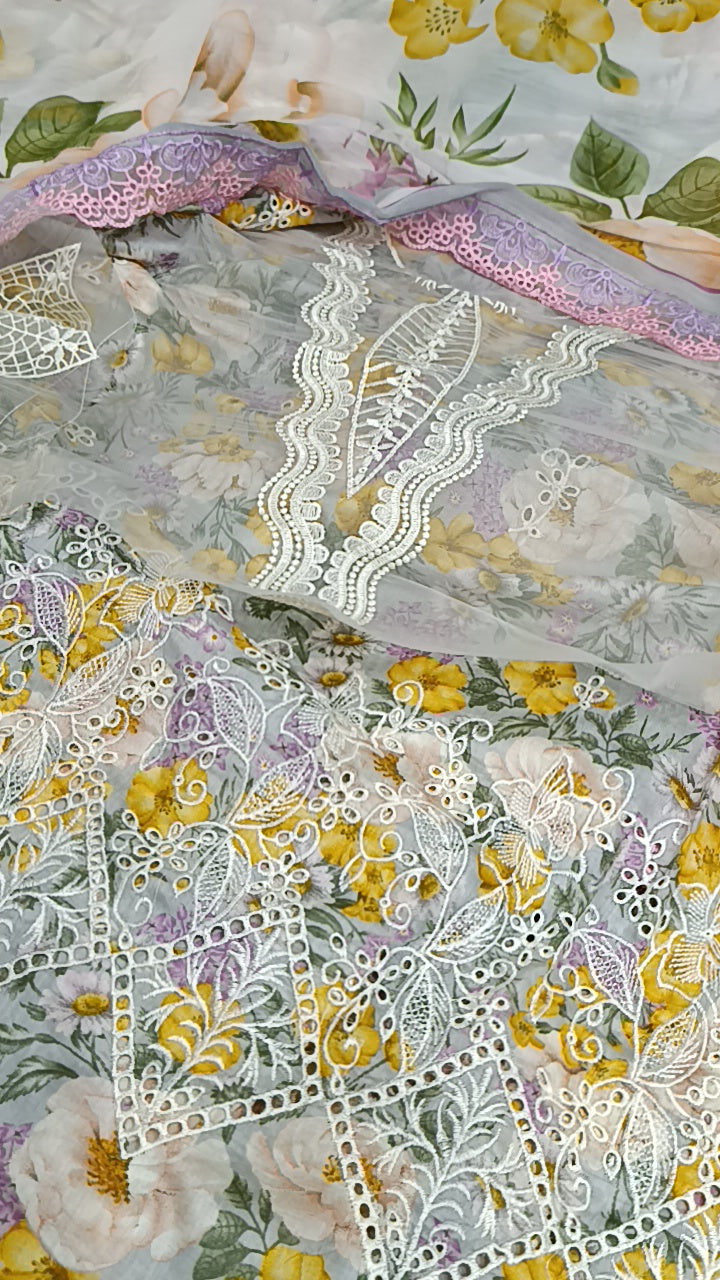 3pc ladoo sky blue lawn