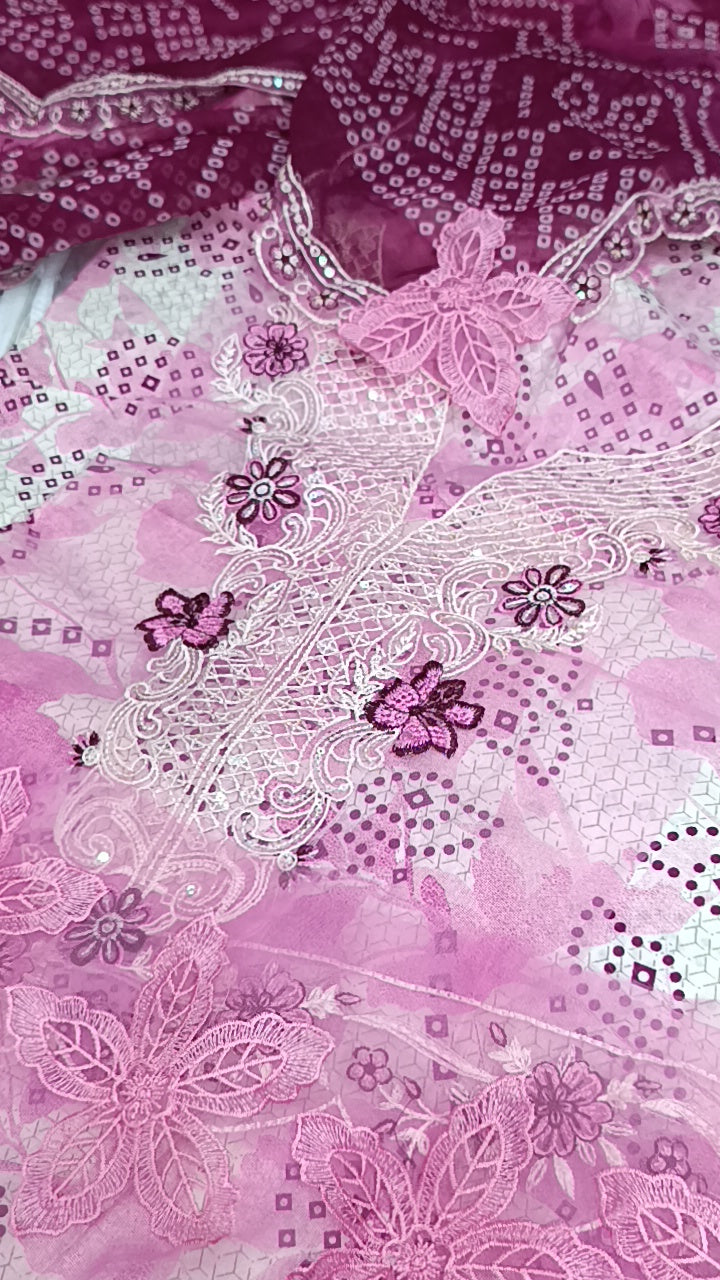 3pc pink chuni Asifa and Nabeel lawn