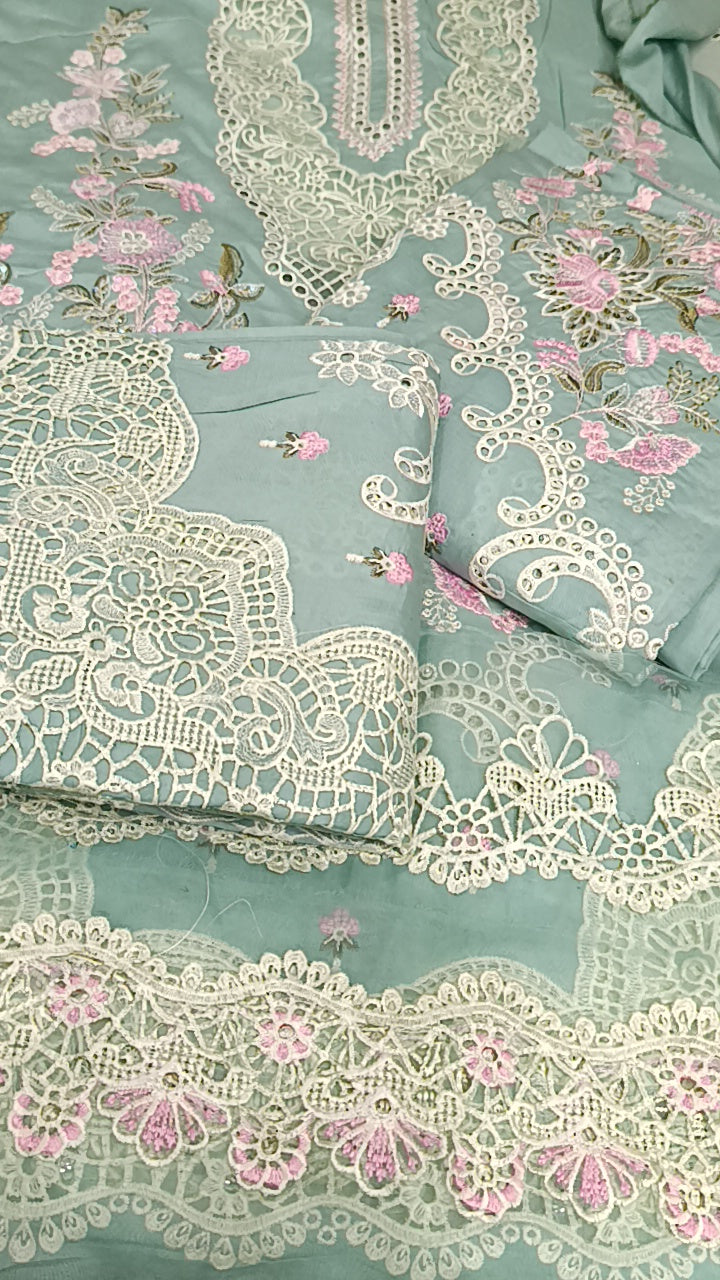 3pc check dupatta seige lawn