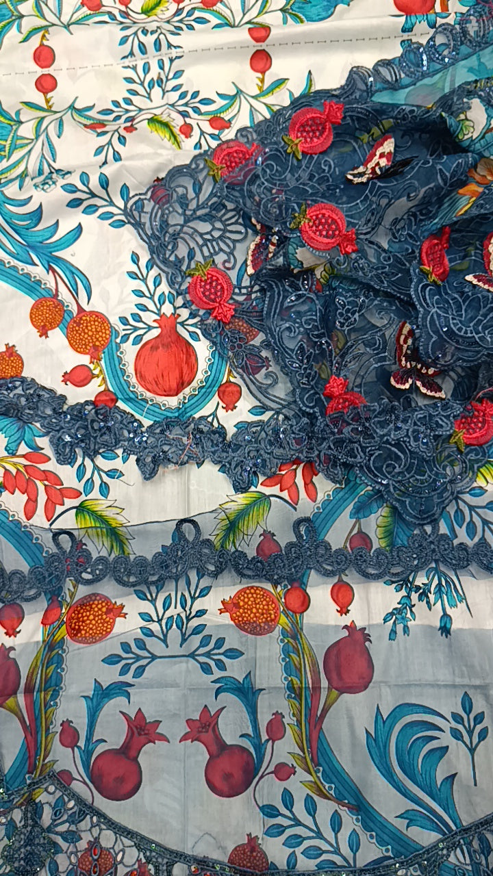 3pc dundaaar white lawn