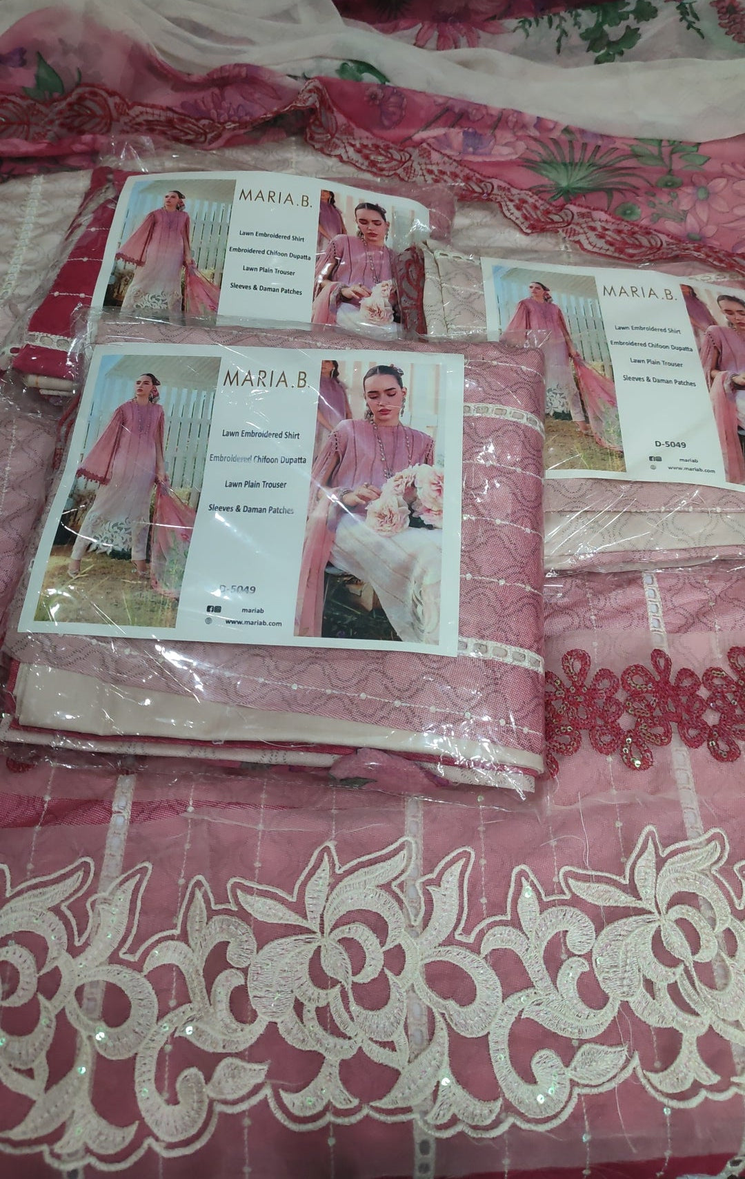 3pc Maria b optimize pink lawn