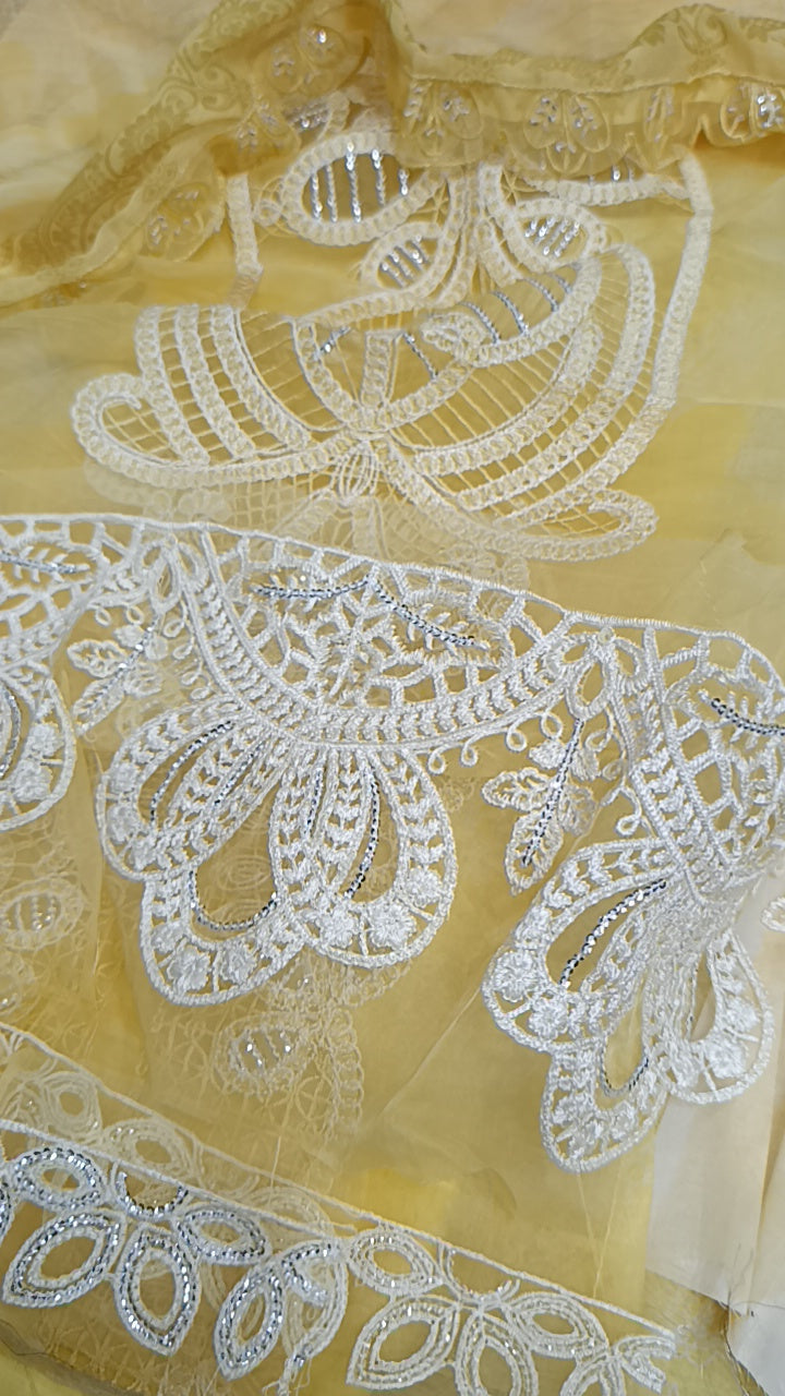 3pc shumaar light yellow lawn