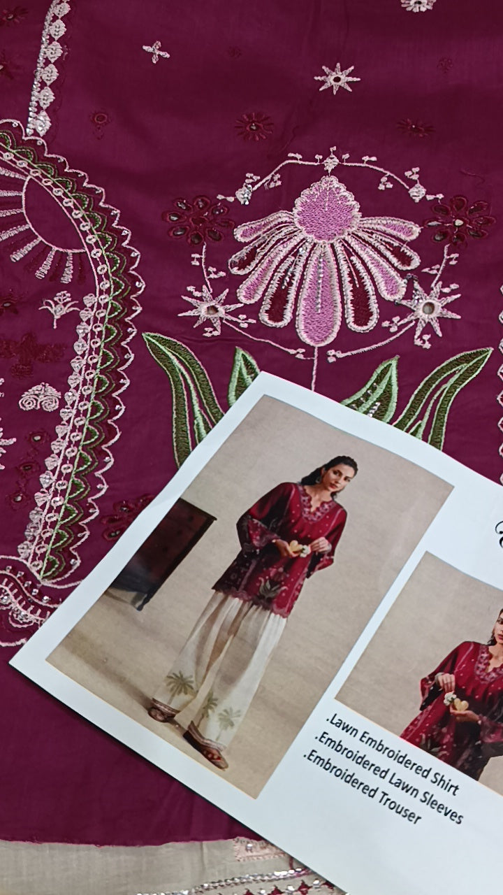 2oc ethnic vimsa magenta lawn