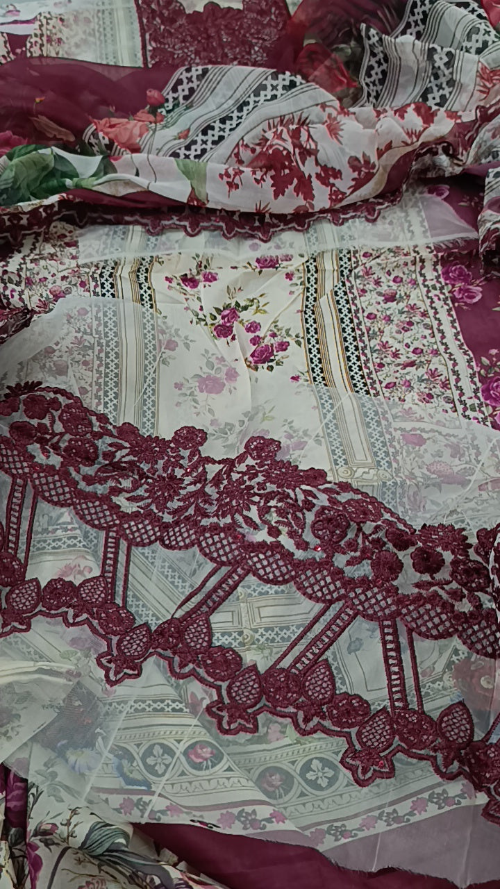 3pc glamz maroon lawn
