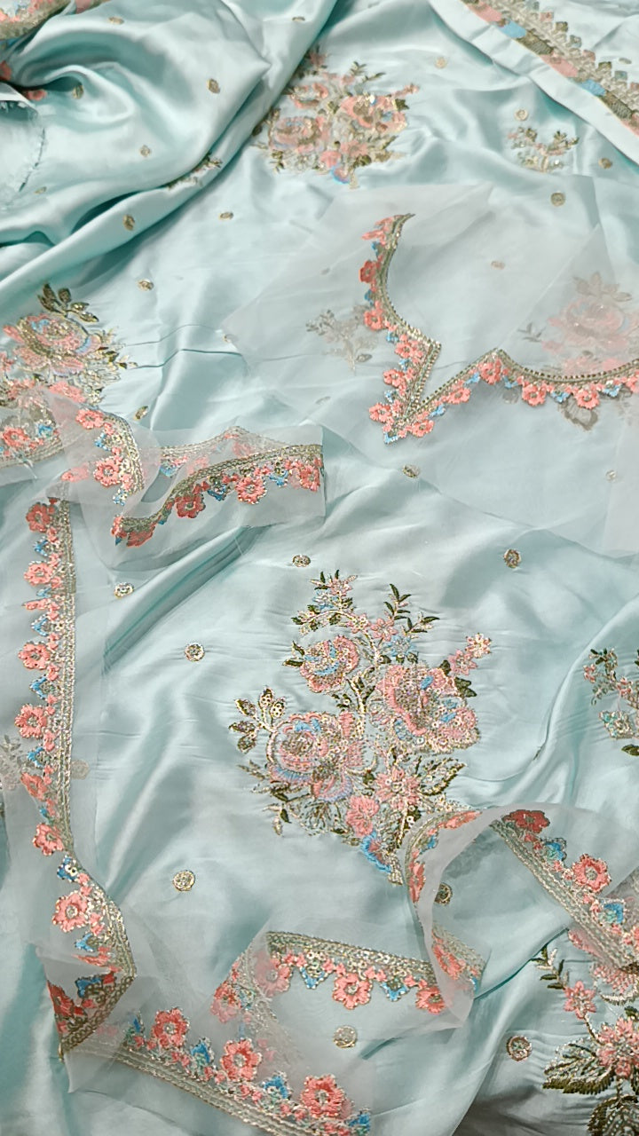 2pc Haleema silk ice blue