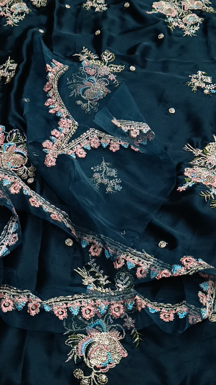 2pc Haleeema Zink green silk