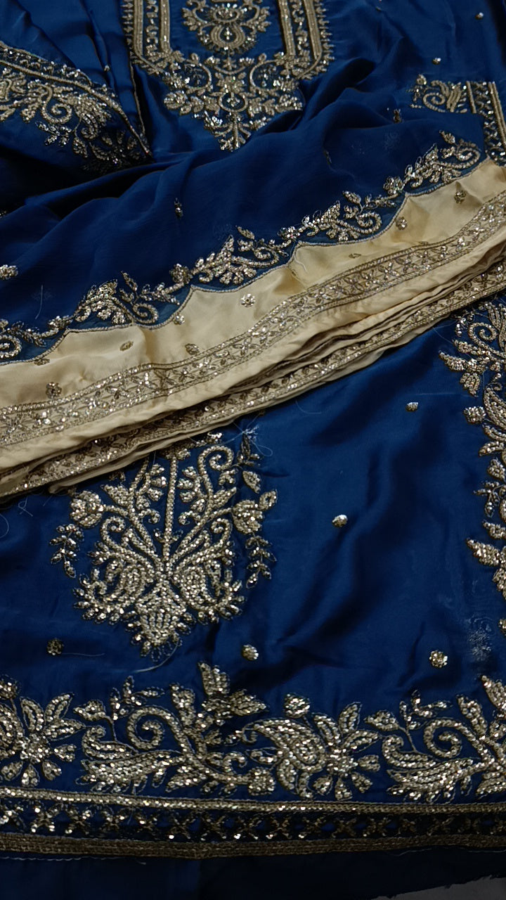3pc Vivian Deep blue silk