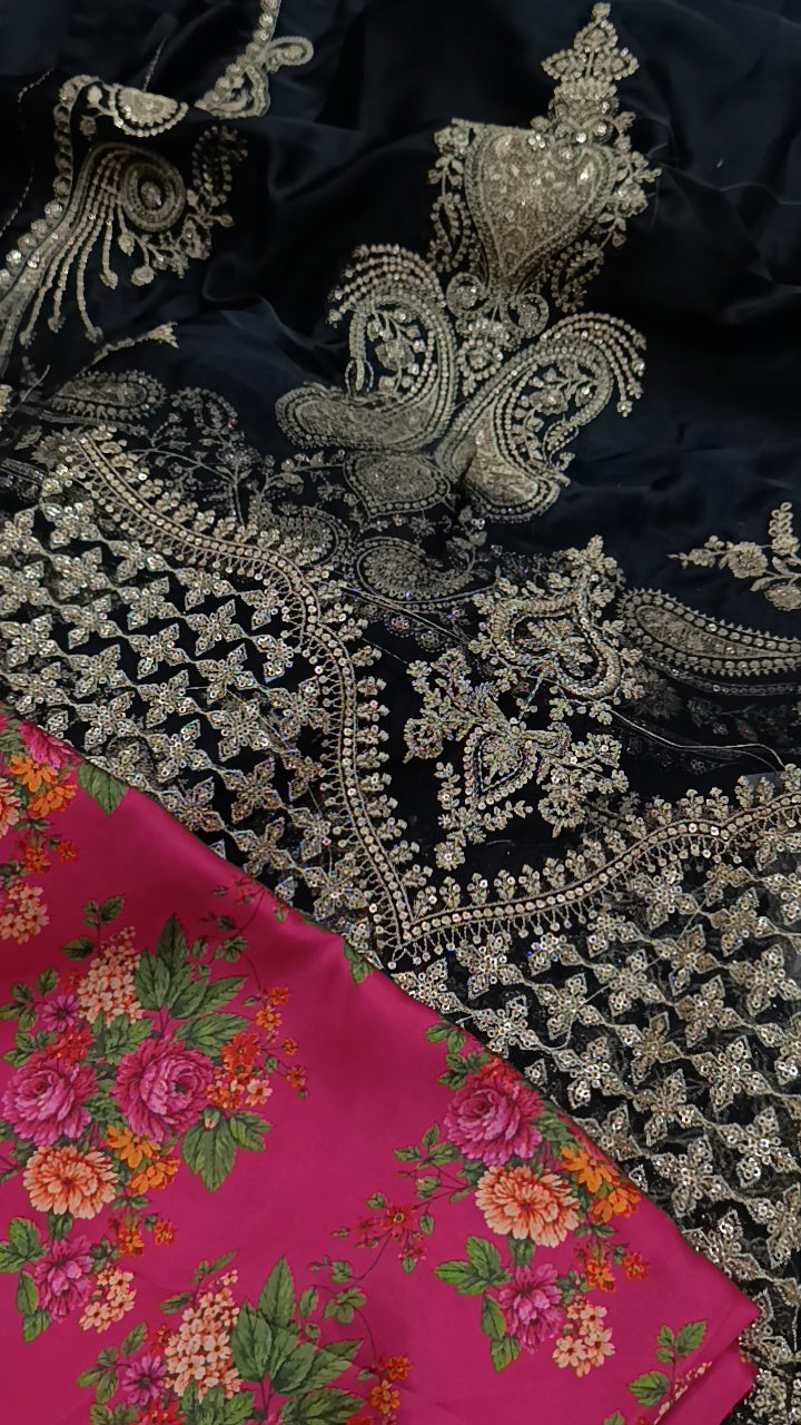 2pc zirqa black silk