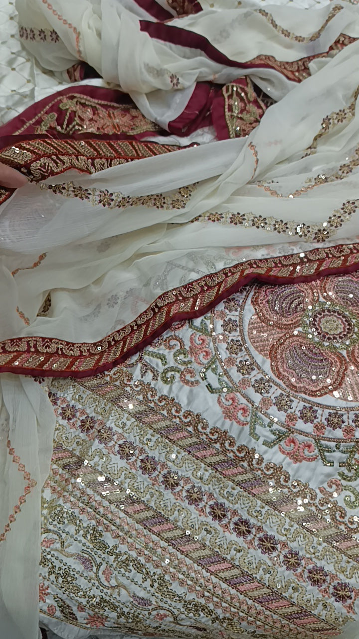 3pc Fahd Hussain silk white