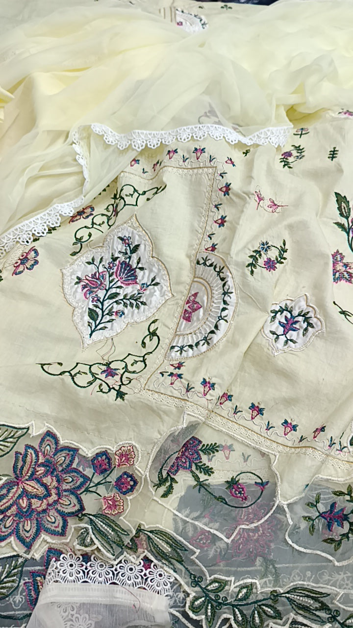 3pc Maryam Nawaz lime lawn