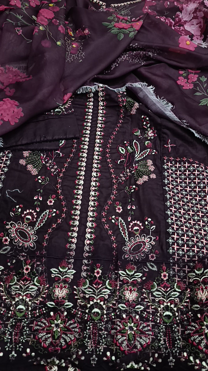 3pc sunila purple lawn