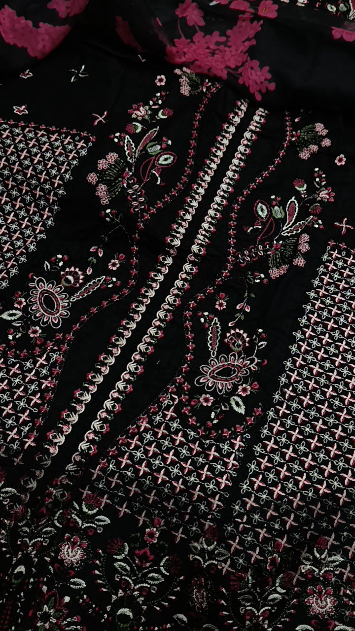 3pc black sunila lawn