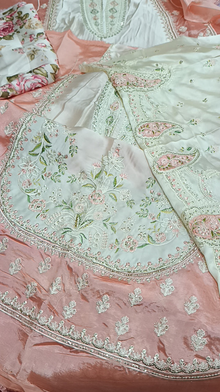 2pc silk mistreee white pink