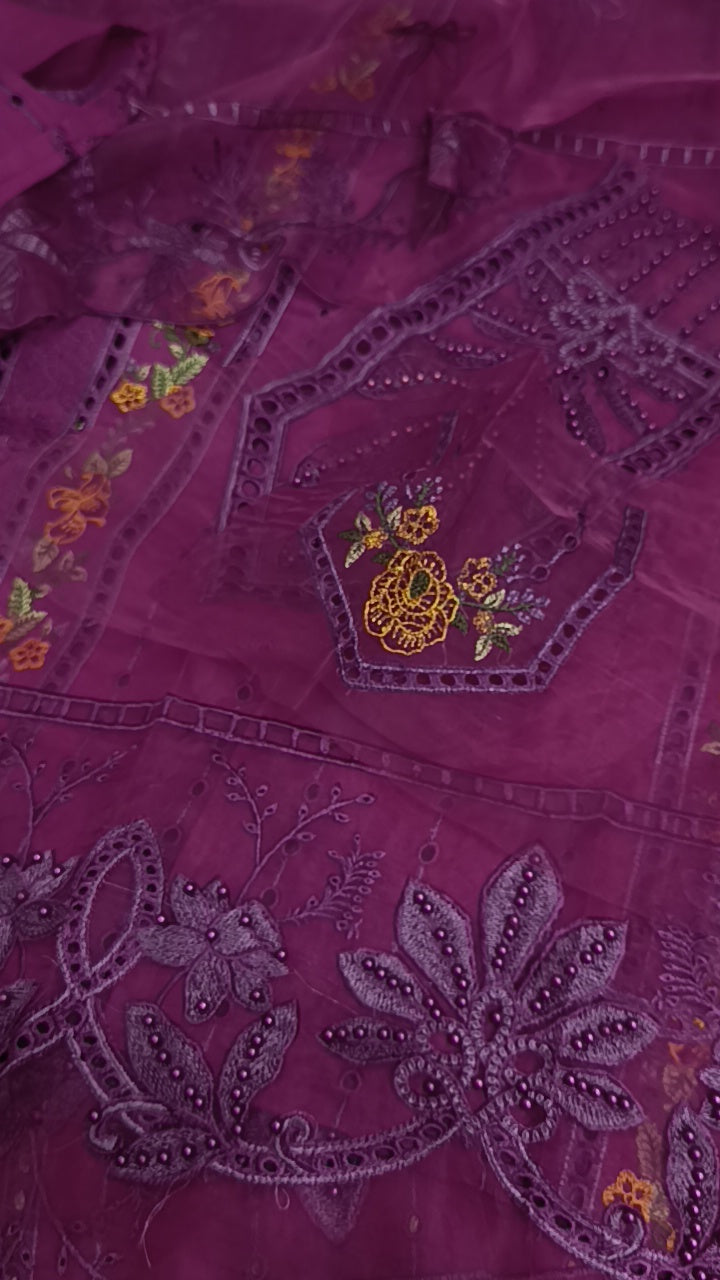 3pc maria b luxury magenta lawn