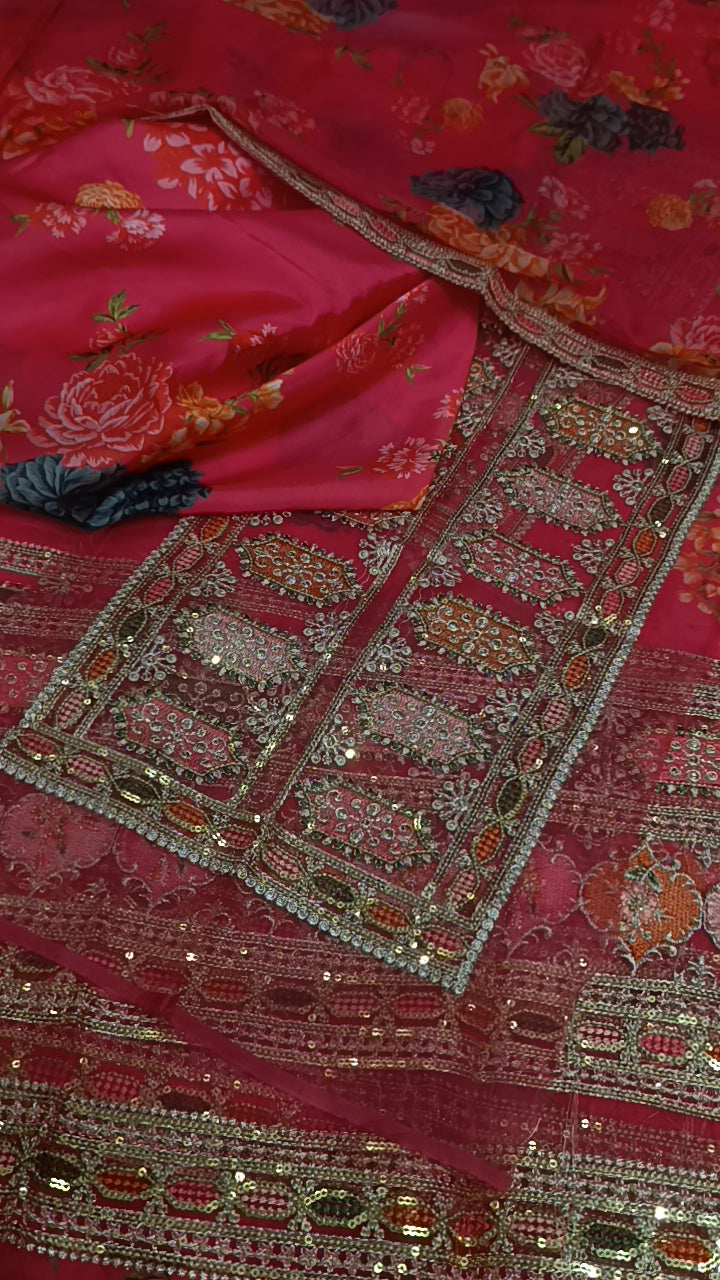 3pc sabya Sachi pink silk