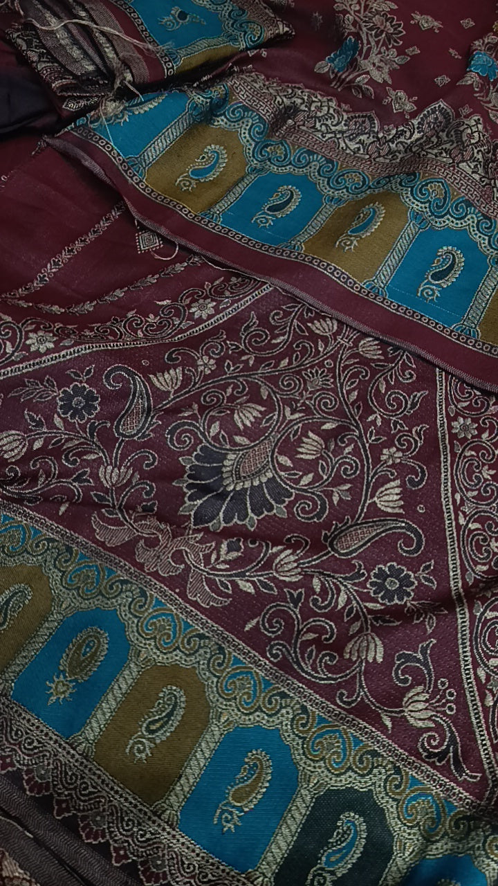 3pc Rani mehroon banarsi dhankh