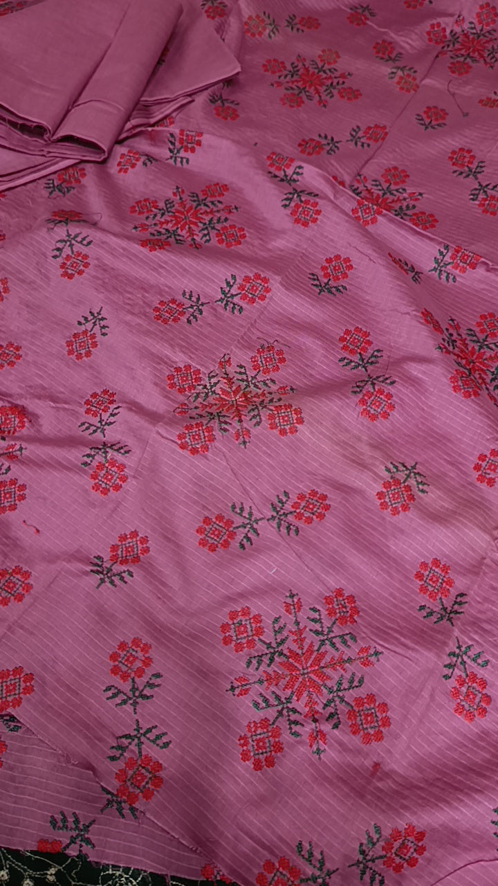 2pc cross stitch pink lawn
