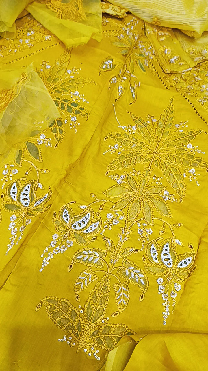 3pc mustard maria b luxury lawn