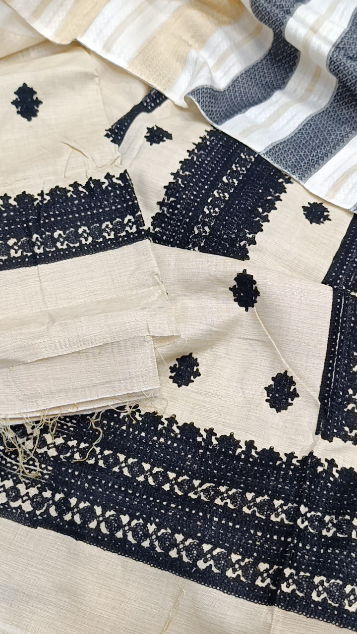 3pc chambry khaddar off white