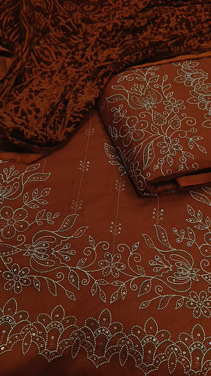 3pc orange zamrud dhankh palachi
