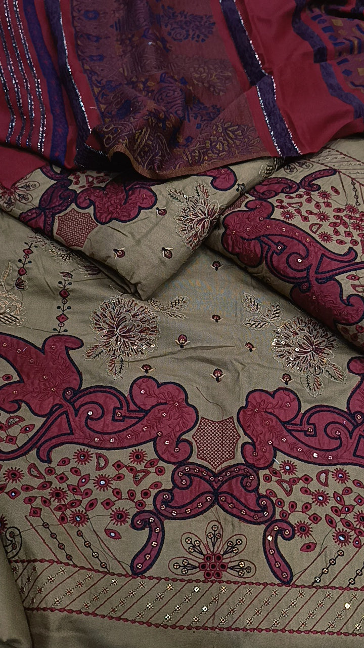 3pc petal brown meh dhankh
