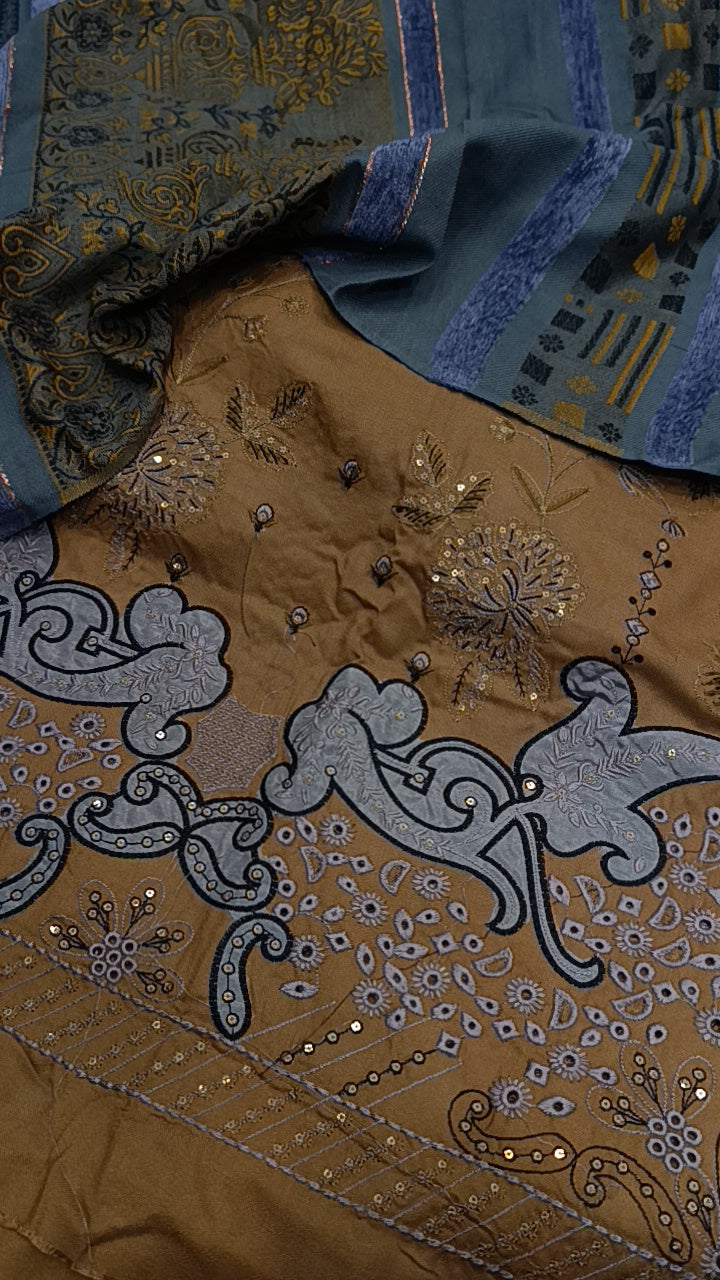 3pc petal brown grey dhankh