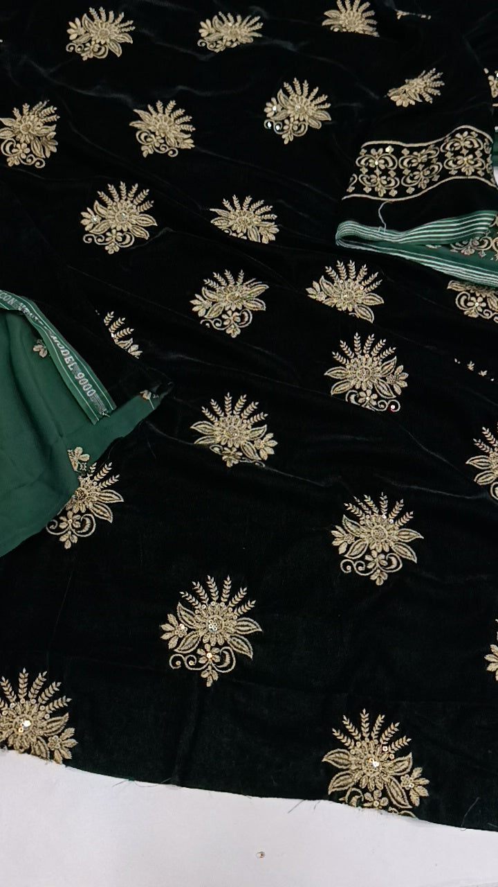 3pc bhol baliyah green velvet