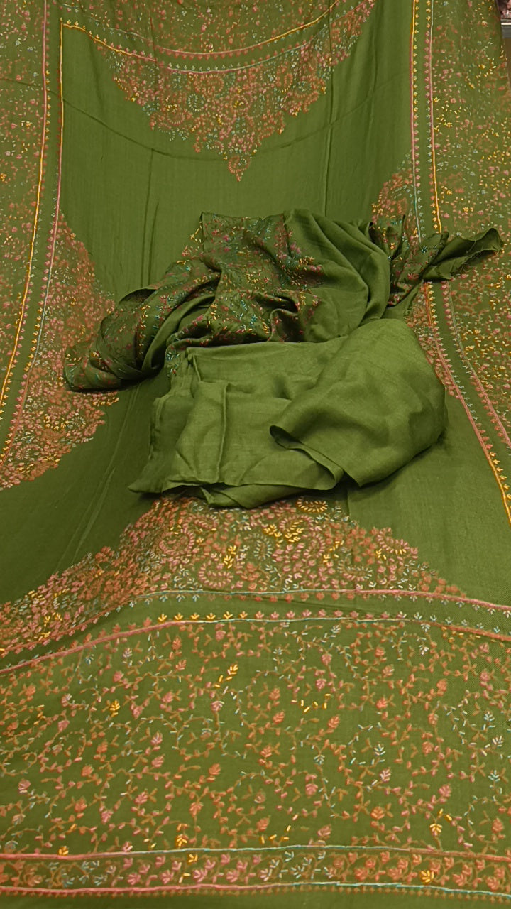 3pc pashmina mehndi kacha tanka