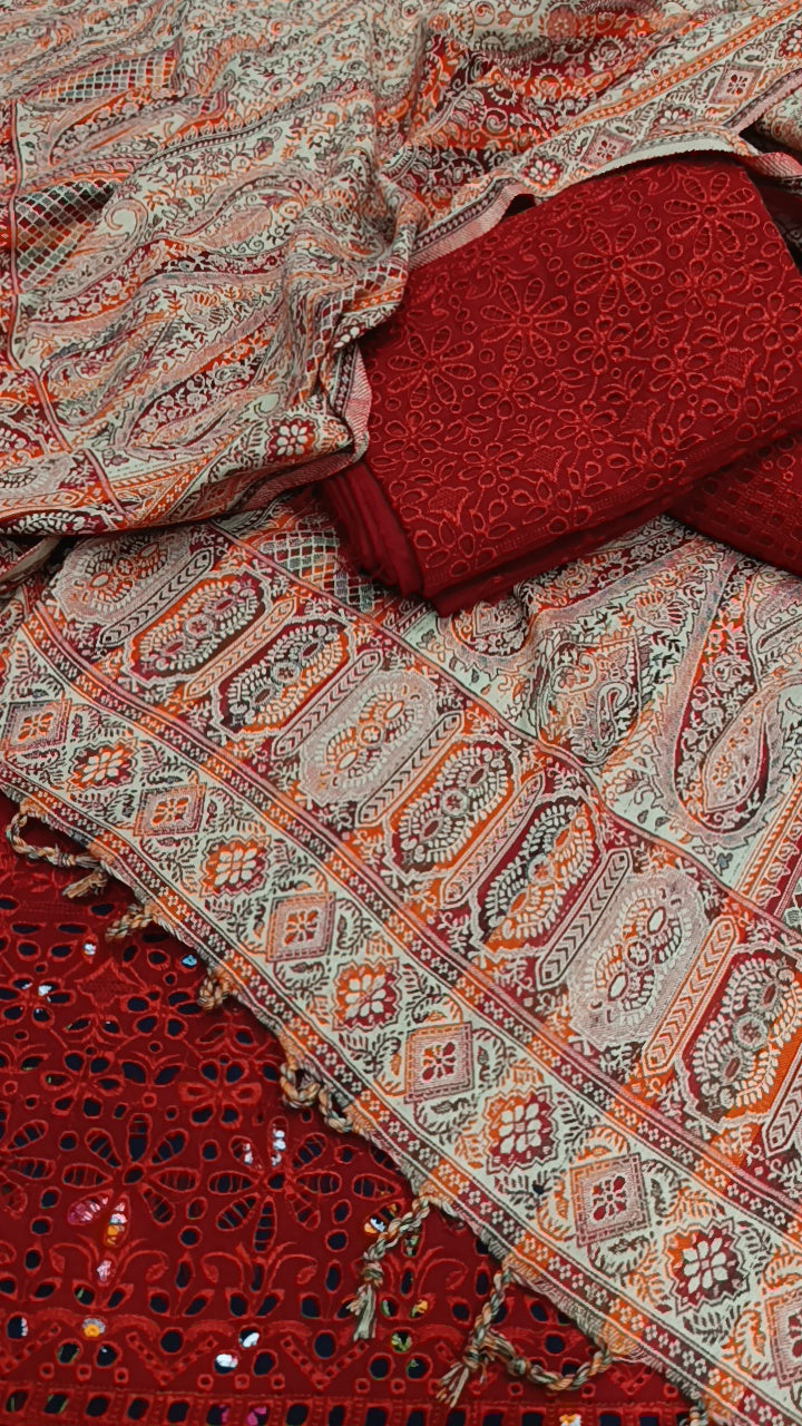 3pc muskan red Dhankh