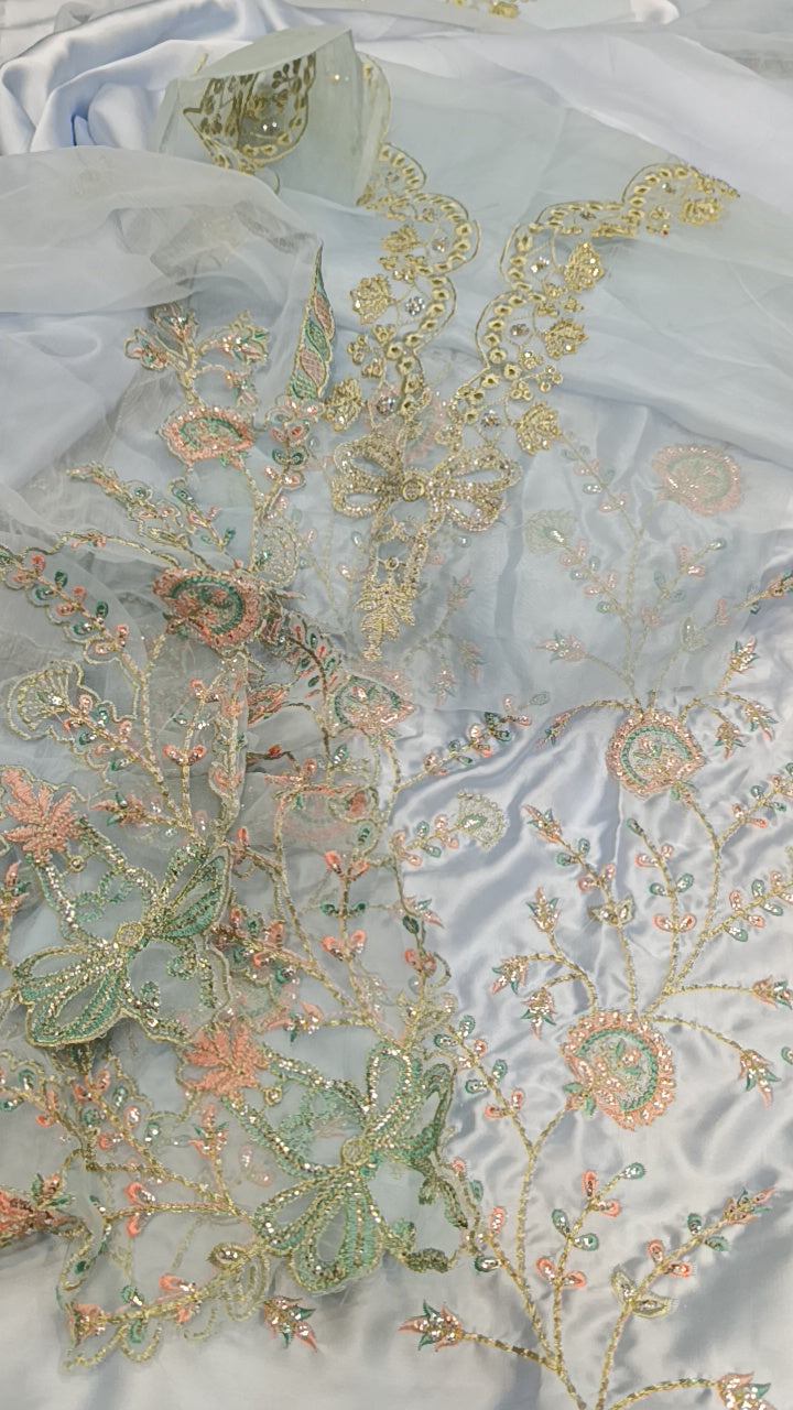 3pc kubra ice grey silk