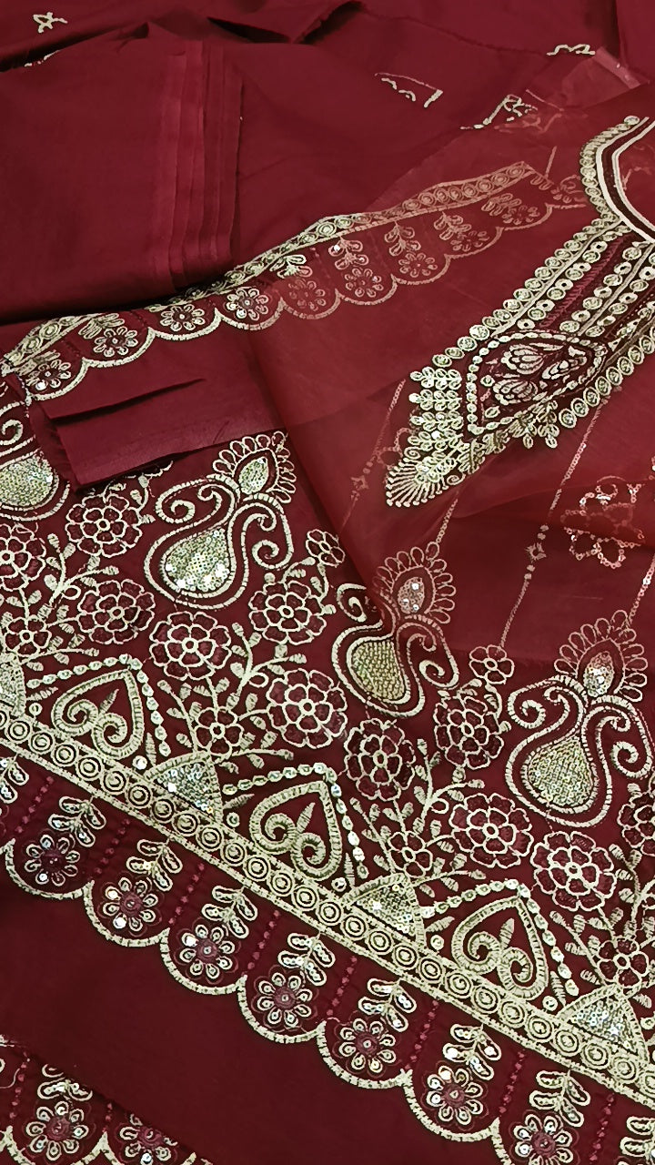 3pc Jazmine Sullivan dhankh mehroon
