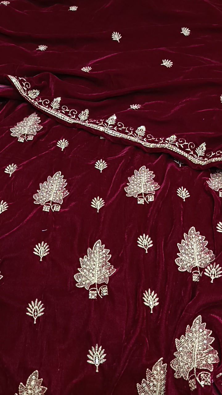 3pc dilkash mehroon valvet