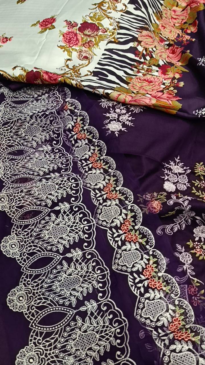 3pc sultana purple dhankh