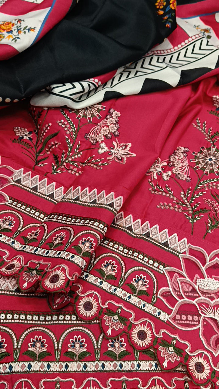 3pc kalamkari pink dhankh