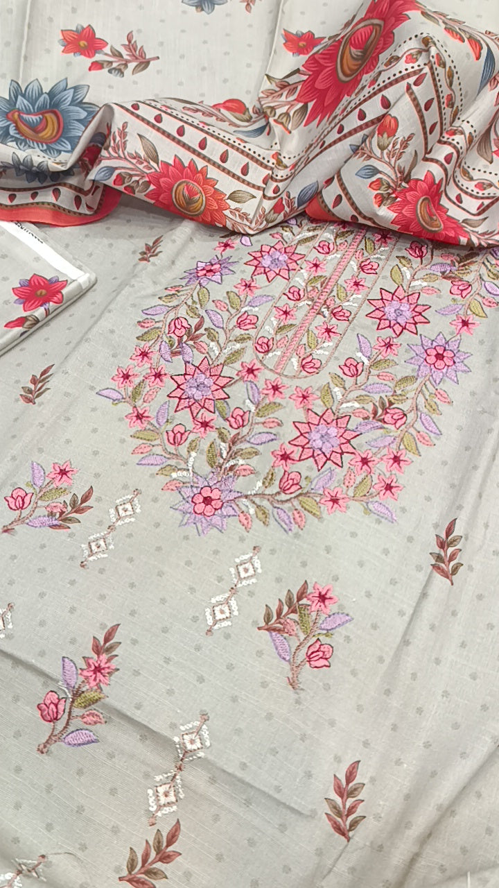 3pc ovel grey pink dhankh