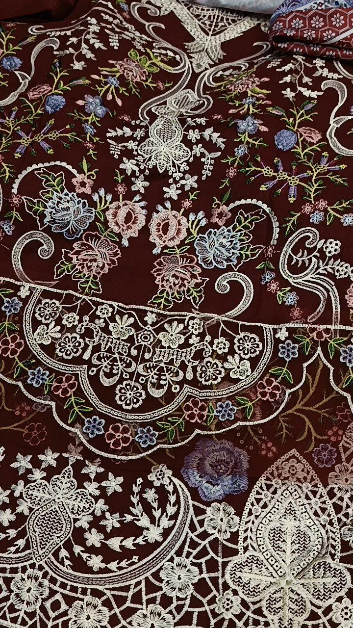 3pc mehroon rohenaz virrella dhanak