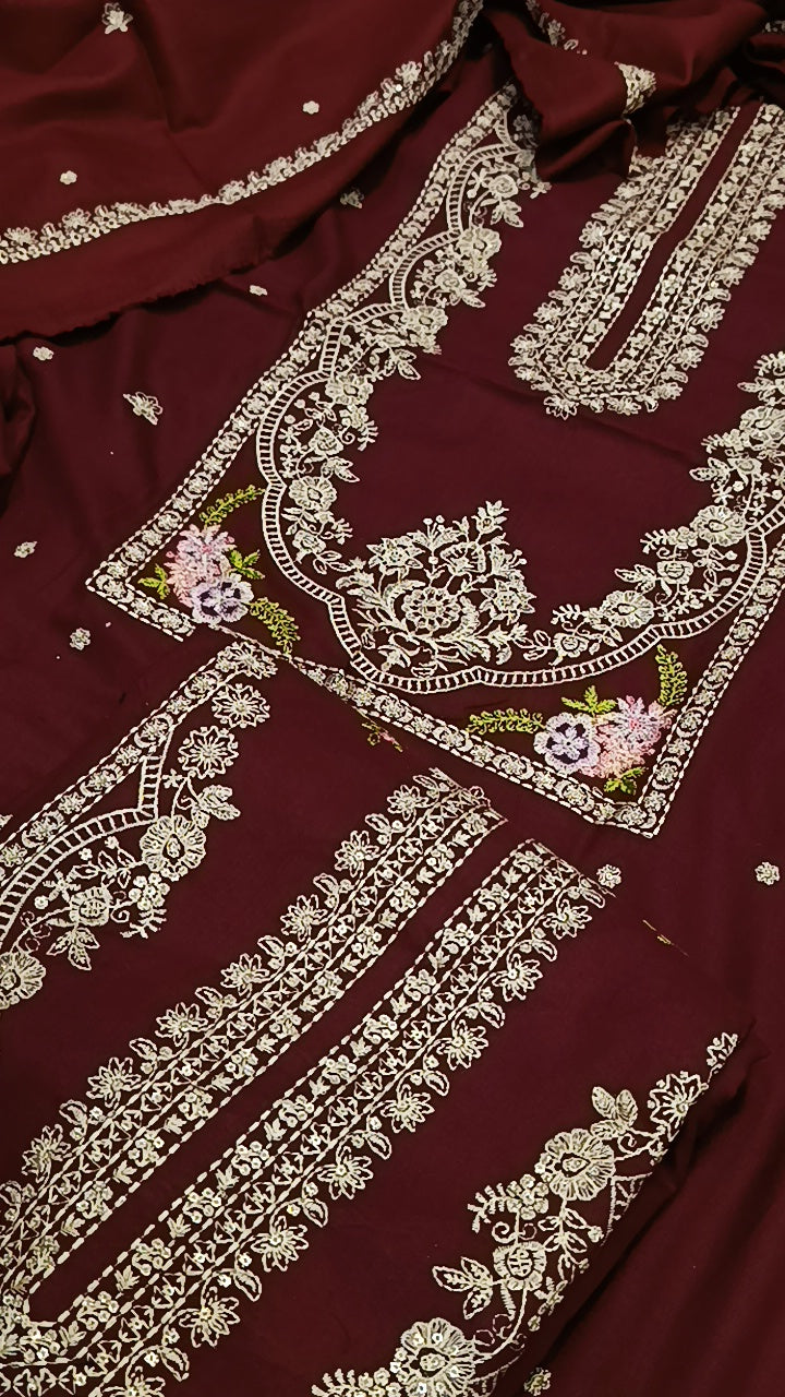 3pc mehroon mast charisma dhankh