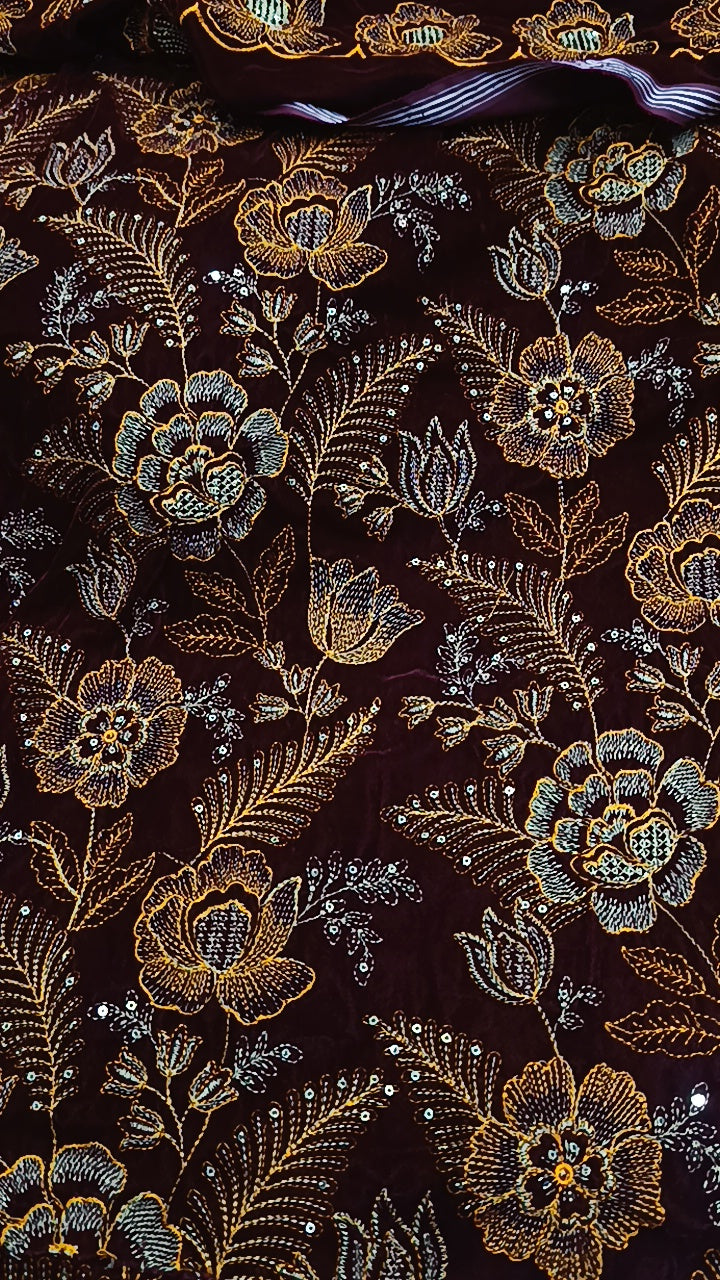 3pc bareeze valvet maroon